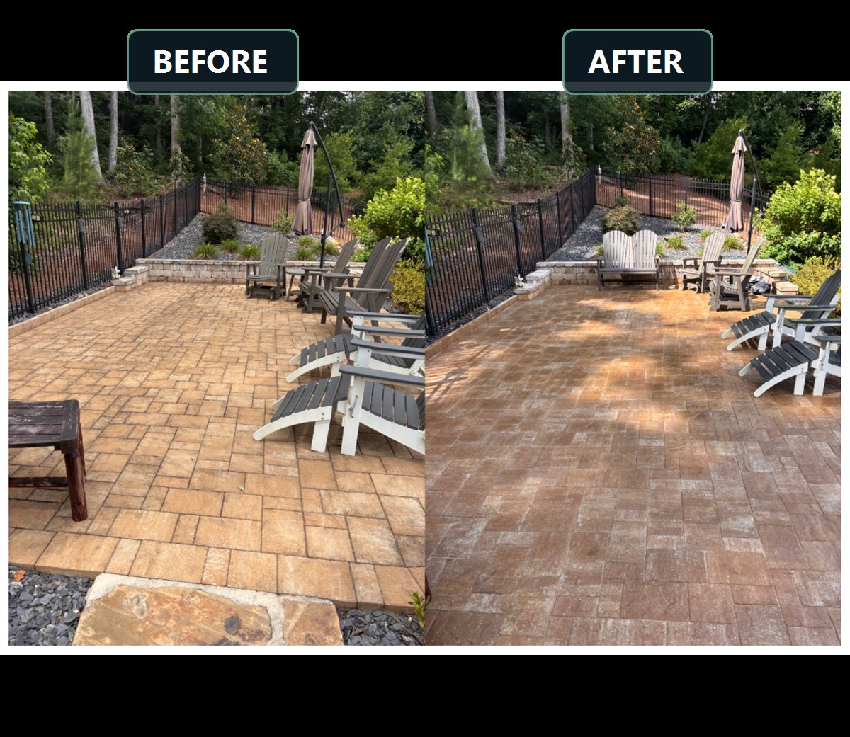 Patio paver resanding and resealing before and after in Kennesaw, GA